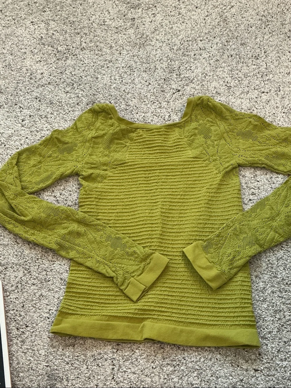 Free People Cutout Long Sleeve Seamless Top ~ Chartreuse